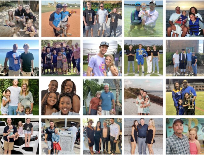 a collage of photos of people and their families